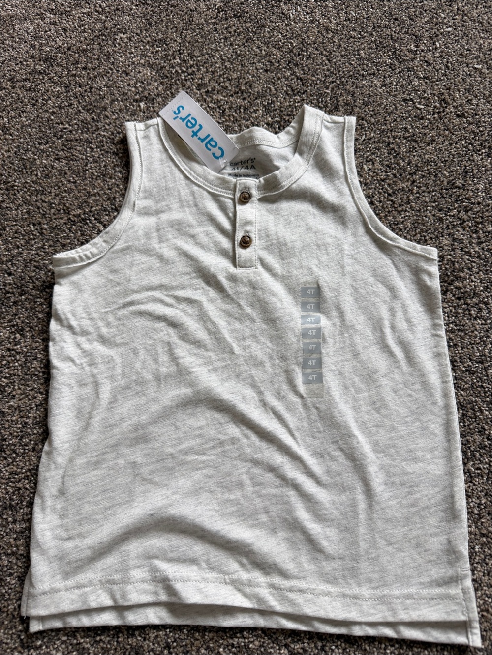 Carter's Cream Henley-Style Tank Top - Neutral Knit